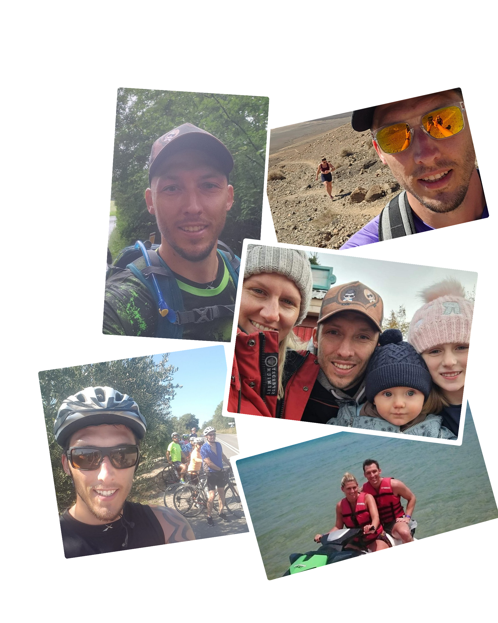 Collage of Chris Pearson with family and outdoor travel photos